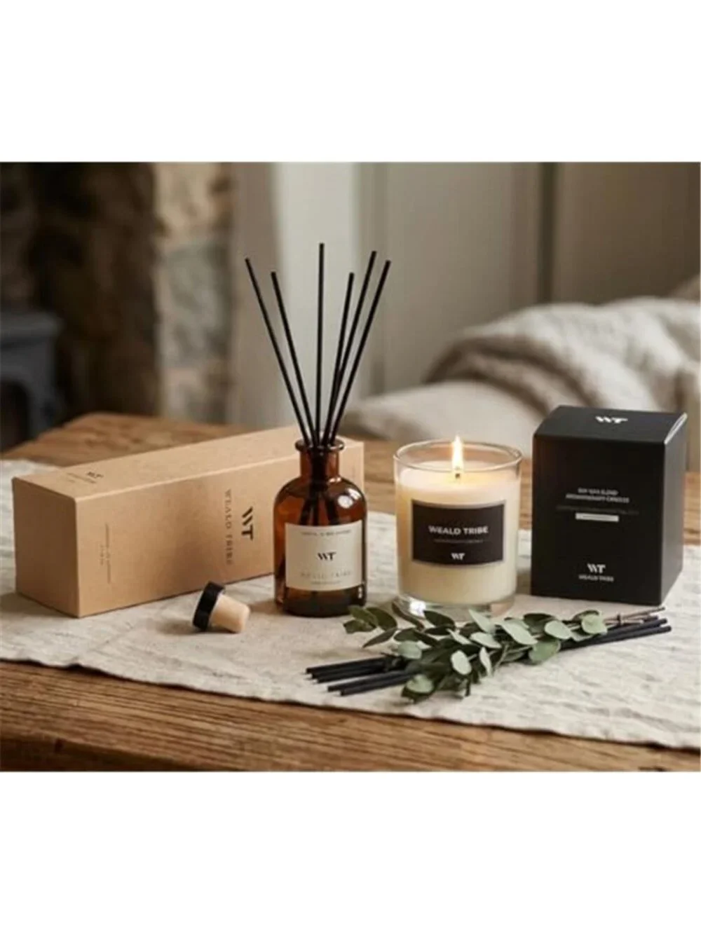 Flower Reed Diffuser Set Eucalyptus & Lavender Scent for Room Bathroom